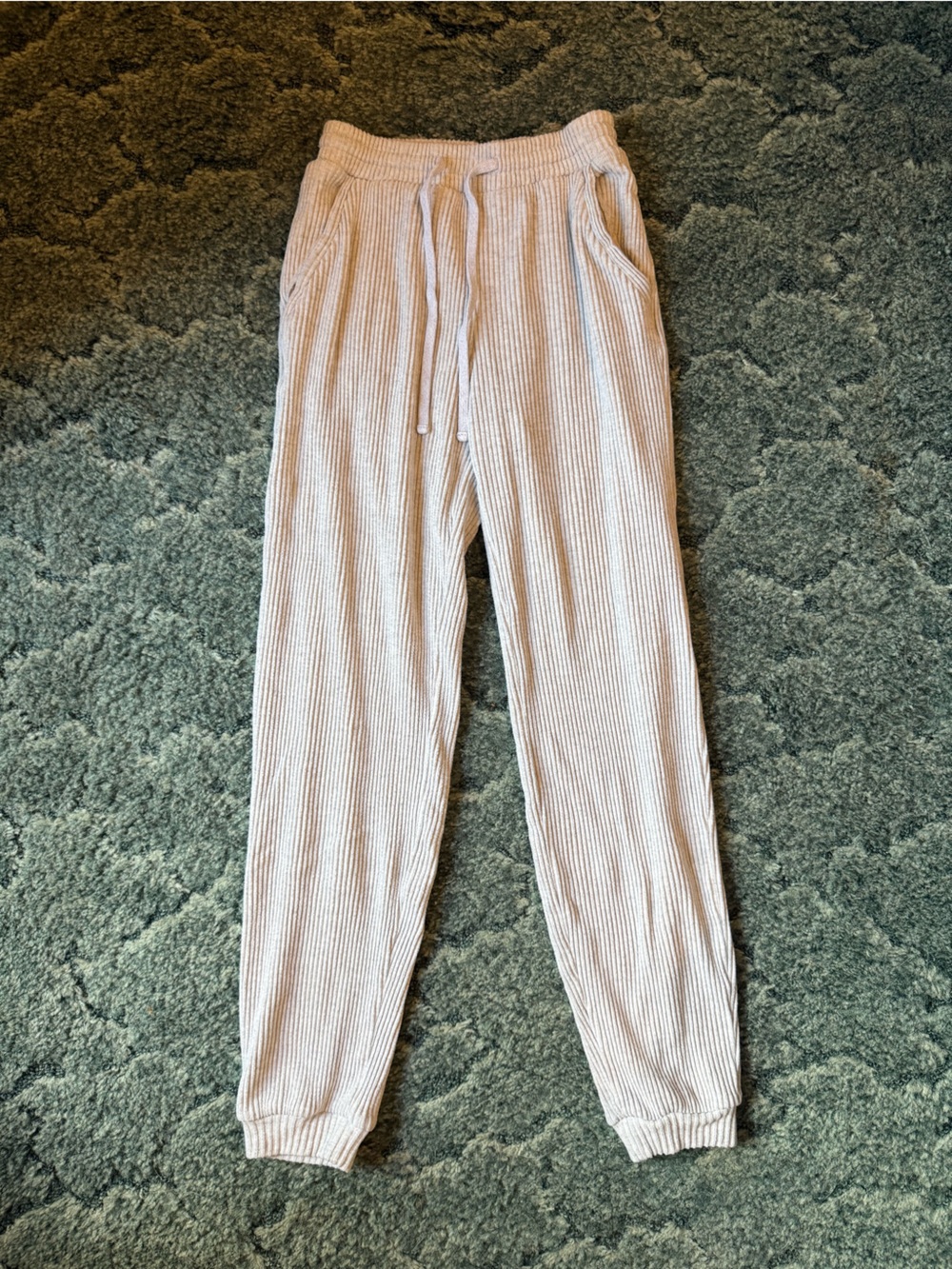 Abercrombie & Fitch Ribbed Drawstring Joggers - Gray XXS